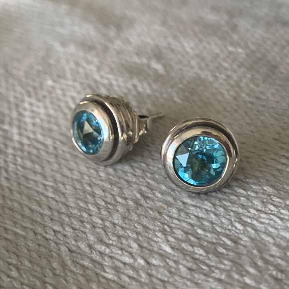 John Hardy Jewelry - John Hardy Sterling Silver Swiss Blue Batu Bedeg Faceted Topaz Earrings